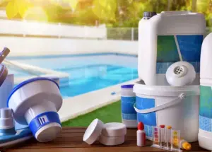 Pool maintenance supplies and test kit