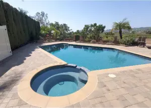 Backyard pool with circular spa