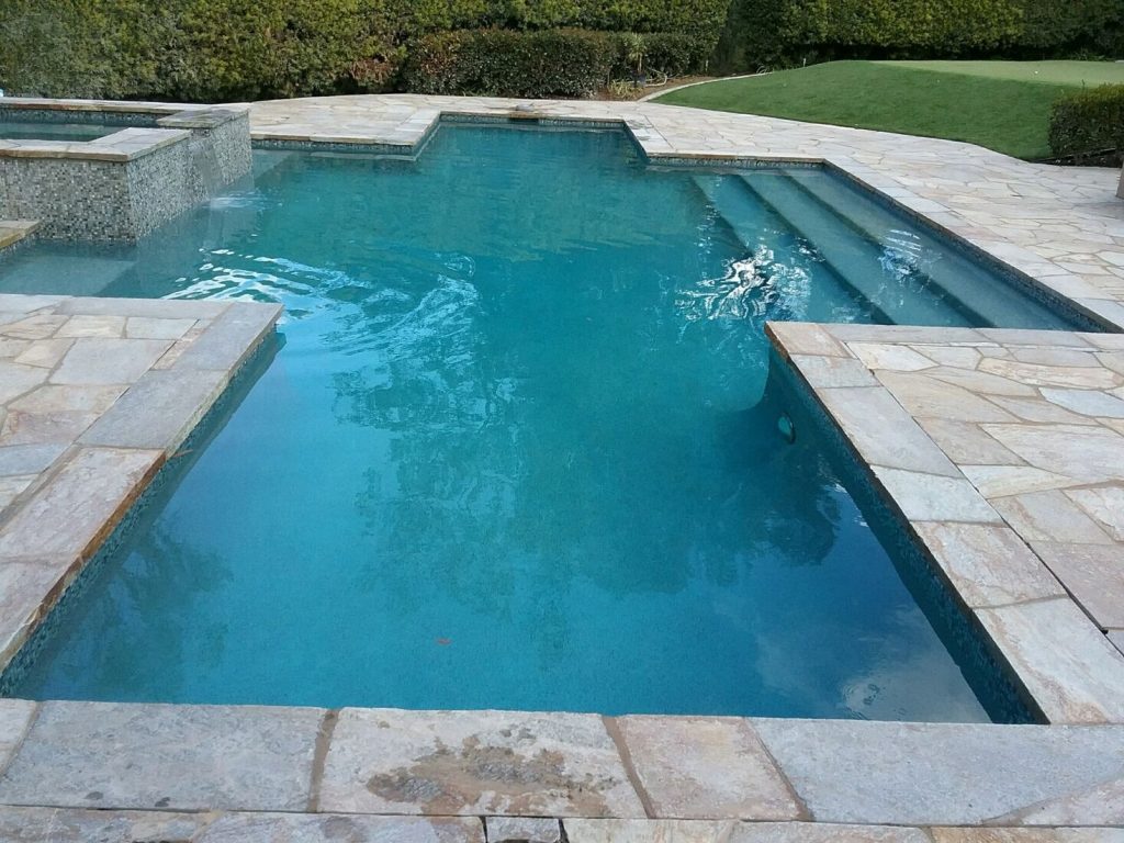 Blue pool finish with entry steps